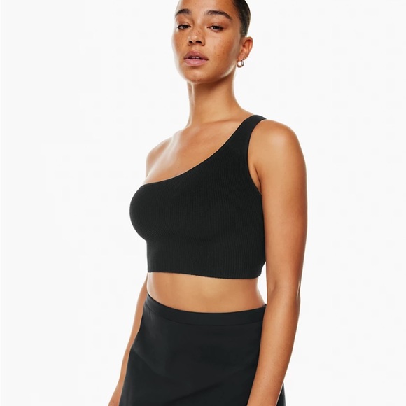 Sculpt Knit One-Shoulder Cropped Tank - Picture 2 of 5